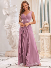 Load image into Gallery viewer, Color=Orchid | Gorgeous Bridesmaid Dress with Deep V-neck -Orchid 2