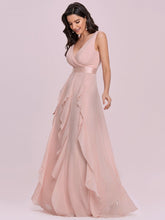 Load image into Gallery viewer, Color=Pink | Gorgeous Bridesmaid Dress with Deep V-neck -Pink 3