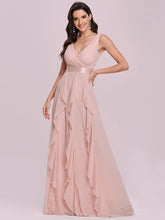 Load image into Gallery viewer, Color=Pink | Gorgeous Bridesmaid Dress with Deep V-neck -Pink 4