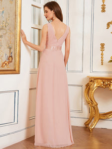 Color=Pink | Gorgeous Bridesmaid Dress with Deep V-neck -Pink 9