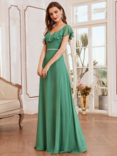 Load image into Gallery viewer, Color=Green Bean | Adorable Ruffled Shoulder High Waist Wholesale Bridesmaid Dress Es00123-Green Bean 6