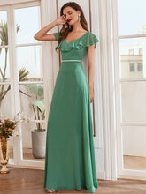 Load image into Gallery viewer, Color=Green Bean | Adorable Ruffled Shoulder High Waist Wholesale Bridesmaid Dress Es00123-Green Bean 8