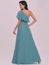 Load image into Gallery viewer, Color=Dusty blue | Romantic One Shoulder Wholesale Long Bridesmaid Dress Es00124-Dusty Blue 2