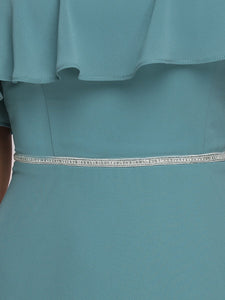 Color=Dusty blue | Romantic One Shoulder Wholesale Long Bridesmaid Dress Es00124-Dusty Blue 5