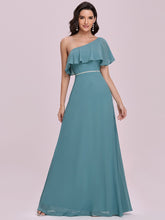 Load image into Gallery viewer, Color=Dusty blue | Romantic One Shoulder Wholesale Long Bridesmaid Dress Es00124-Dusty Blue 1