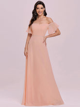 Load image into Gallery viewer, Color=Pink | Plain Sweetheart Neckline Wholesale Long Chiffon Bridesmaid Dress-Pink 4