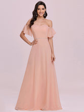 Load image into Gallery viewer, Color=Pink | Plain Sweetheart Neckline Wholesale Long Chiffon Bridesmaid Dress-Pink 3
