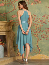 Load image into Gallery viewer, Color=Dark Blue | Modest Halter Wholesale High Waist Chiffon Bridesmaid Dress-Dark Blue 2