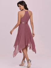 Load image into Gallery viewer, Color=Purple Orchid | Modest Halter Wholesale High Waist Chiffon Bridesmaid Dress-Purple Orchid 2