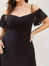 Load image into Gallery viewer, Color=Black | Plain Solid Color Plus Size Wholesale Chiffon Bridesmaid Dress-Black 5