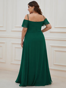 Color=Dark Green | Plain Solid Color Plus Size Wholesale Chiffon Bridesmaid Dress-Dark Green 2