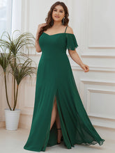 Load image into Gallery viewer, Color=Dark Green | Plain Solid Color Plus Size Wholesale Chiffon Bridesmaid Dress-Dark Green 4