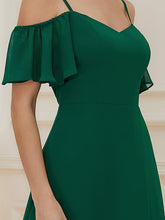 Load image into Gallery viewer, Color=Dark Green | Wholesale High Split Chiffon Bridesmaid Dress With Spaghetti Straps-Dark Green 5