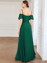 Load image into Gallery viewer, Color=Dark Green | Wholesale High Split Chiffon Bridesmaid Dress With Spaghetti Straps-Dark Green 2