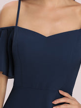 Load image into Gallery viewer, Color=Navy Blue | Flattering Deep V Neck Flare Sleeves Wholesale Bridesmaid Dresses-Navy Blue 5