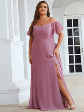 Load image into Gallery viewer, Color=Orchid | Plain Solid Color Plus Size Wholesale Chiffon Bridesmaid Dress-Orchid 1
