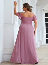 Load image into Gallery viewer, Color=Orchid | Plain Solid Color Plus Size Wholesale Chiffon Bridesmaid Dress-Orchid 2