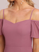 Load image into Gallery viewer, Color=Orchid | Flattering Deep V Neck Flare Sleeves Wholesale Bridesmaid Dresses-Orchid 5