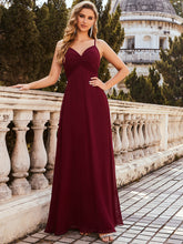 Load image into Gallery viewer, Color=Burgundy | Simple Ruched Bust High Waist Wholesale Evening Dress Es00270-Burgundy 3