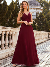 Load image into Gallery viewer, Color=Burgundy | Simple Ruched Bust High Waist Wholesale Evening Dress Es00270-Burgundy 4