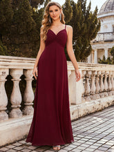 Load image into Gallery viewer, Color=Burgundy | Simple Ruched Bust High Waist Wholesale Evening Dress Es00270-Burgundy 1