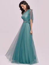 Load image into Gallery viewer, Color=Dusty blue | Wholesale Fashion Maxi One Shoulder Tulle Bridesmaid Dress-Dusty Blue 4