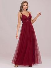 Load image into Gallery viewer, Color=Burgundy | Deep V-neck Sexy Evening Dress-Burgundy 7