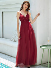 Load image into Gallery viewer, Color=Burgundy | Deep V-neck Sexy Evening Dress-Burgundy 3