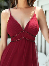 Load image into Gallery viewer, Color=Burgundy | Deep V-neck Sexy Evening Dress-Burgundy 5