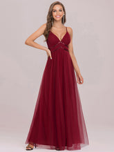 Load image into Gallery viewer, Color=Burgundy | Deep V-neck Sexy Evening Dress-Burgundy 6