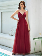 Load image into Gallery viewer, Color=Burgundy | Deep V-neck Sexy Evening Dress-Burgundy 1