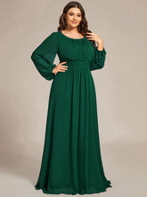 Load image into Gallery viewer, Color=Dark Green | Round Neck Wholesale Bridesmaid Dresses with Long Lantern Sleeves-Dark Green 4