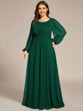 Load image into Gallery viewer, Color=Dark Green | Round Neck Wholesale Bridesmaid Dresses with Long Lantern Sleeves-Dark Green 1