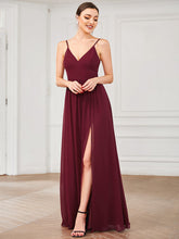 Load image into Gallery viewer, Color=Burgundy | Sleeveless V Neck Wholesale Bridesmaid Dresses with Spaghetti Straps-Burgundy 4