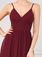 Load image into Gallery viewer, Color=Burgundy | Sleeveless V Neck Wholesale Bridesmaid Dresses with Spaghetti Straps-Burgundy 5