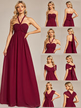 Load image into Gallery viewer, Color=Burgundy | A-Line Chiffon Floor Length Wholesale Bridesmaid Dresses-Burgundy 1