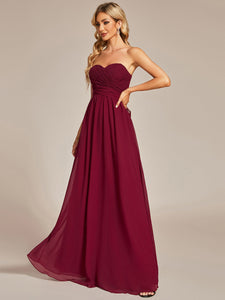 Color=Burgundy | A-Line Chiffon Floor Length Wholesale Bridesmaid Dresses-Burgundy 5