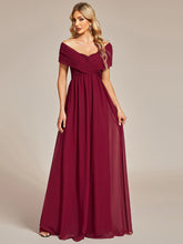 Load image into Gallery viewer, Color=Burgundy | A-Line Chiffon Floor Length Wholesale Bridesmaid Dresses-Burgundy 5
