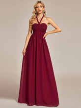 Load image into Gallery viewer, Color=Burgundy | A-Line Chiffon Floor Length Wholesale Bridesmaid Dresses-Burgundy 3