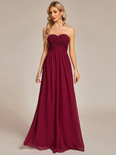 Load image into Gallery viewer, Color=Burgundy | A-Line Chiffon Floor Length Wholesale Bridesmaid Dresses-Burgundy 5