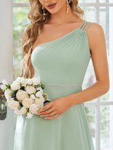 Load image into Gallery viewer, Color=Mint Green | One Shoulder Beaded Chiffon Wholesale Bridesmaid Dresses-Mint Green 5