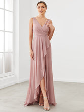 Load image into Gallery viewer, Color=Dusty Rose | Wholesale Bridesmaid Dresses With Deep V Neck and Asymmetrical Hem-Dusty Rose 4