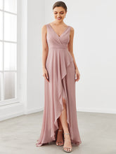 Load image into Gallery viewer, Color=Dusty Rose | Wholesale Bridesmaid Dresses With Deep V Neck and Asymmetrical Hem-Dusty Rose 1