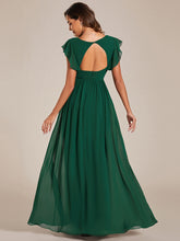 Load image into Gallery viewer, Color=Dark Green | V Neck Pleated Belted Ruffles Wholesale Bridesmaid Dresses-Dark Green 24