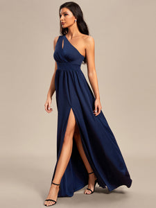 Color=Navy Blue | Hot Split High Strench Wholesale Bridesmaid Dresses-Navy Blue 3