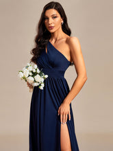 Load image into Gallery viewer, Color=Navy Blue | Hot Split High Strench Wholesale Bridesmaid Dresses-Navy Blue 5