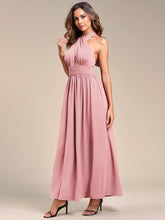 Load image into Gallery viewer, Color=Dusty Rose | Backless Halter Neck Wholesale Bridesmaid Dresses-Dusty Rose 2