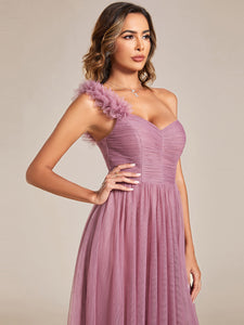 Color=Orchid | Backless One Shoulder Pleated Split Tulle Wholesale Bridesmaid Dresses-Orchid 19