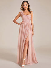 Load image into Gallery viewer, Color=Pink | Backless One Shoulder Pleated Split Tulle Wholesale Bridesmaid Dresses-Pink 