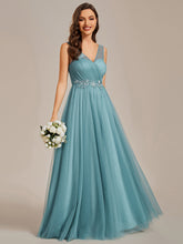 Load image into Gallery viewer, Elegant Appliques Mesh Wholesale Bridesmaid Dresses#Color_Dusty Blue
